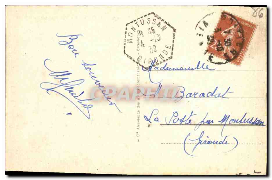 Poitiers — Vue générale de la Ville — Éditeur Byrara, n°1 — Verso