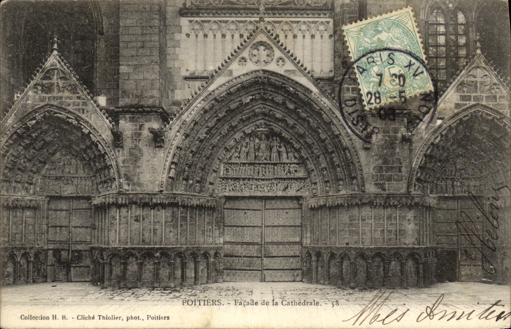 Poitiers — Façade de la Cathédrale — Cliché Thiolier, phot. Poitiers, n° 58
