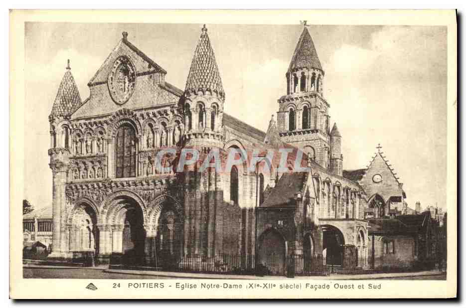 Poitiers - Église Notre-Dame (XIe-XIIe siècle) - Façade Ouest et Sud
