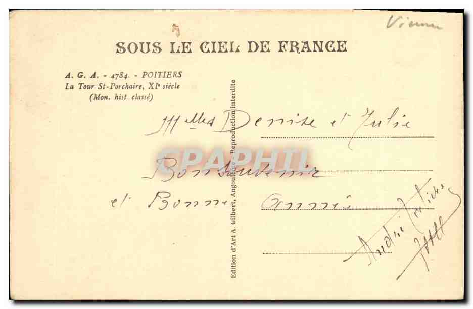 CPA Poitiers La Tour St Porchaire Philoque — Rückseite