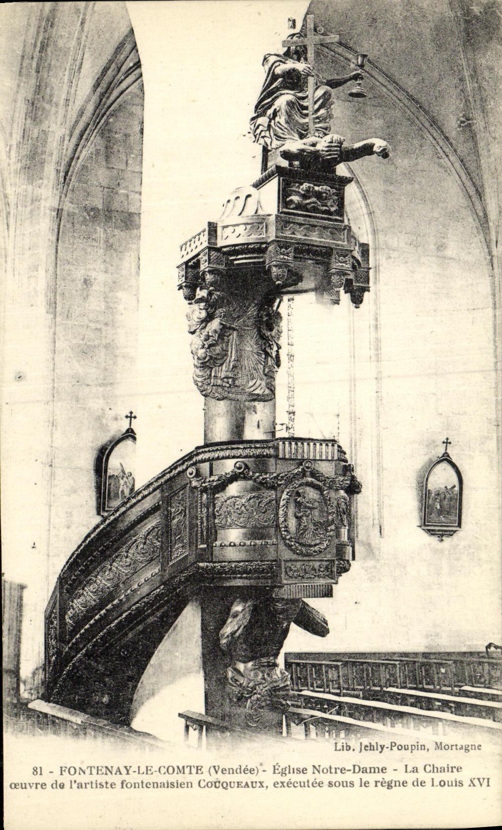 CPA Fontenay Le Comte Eglise Notre Dame La chaire 