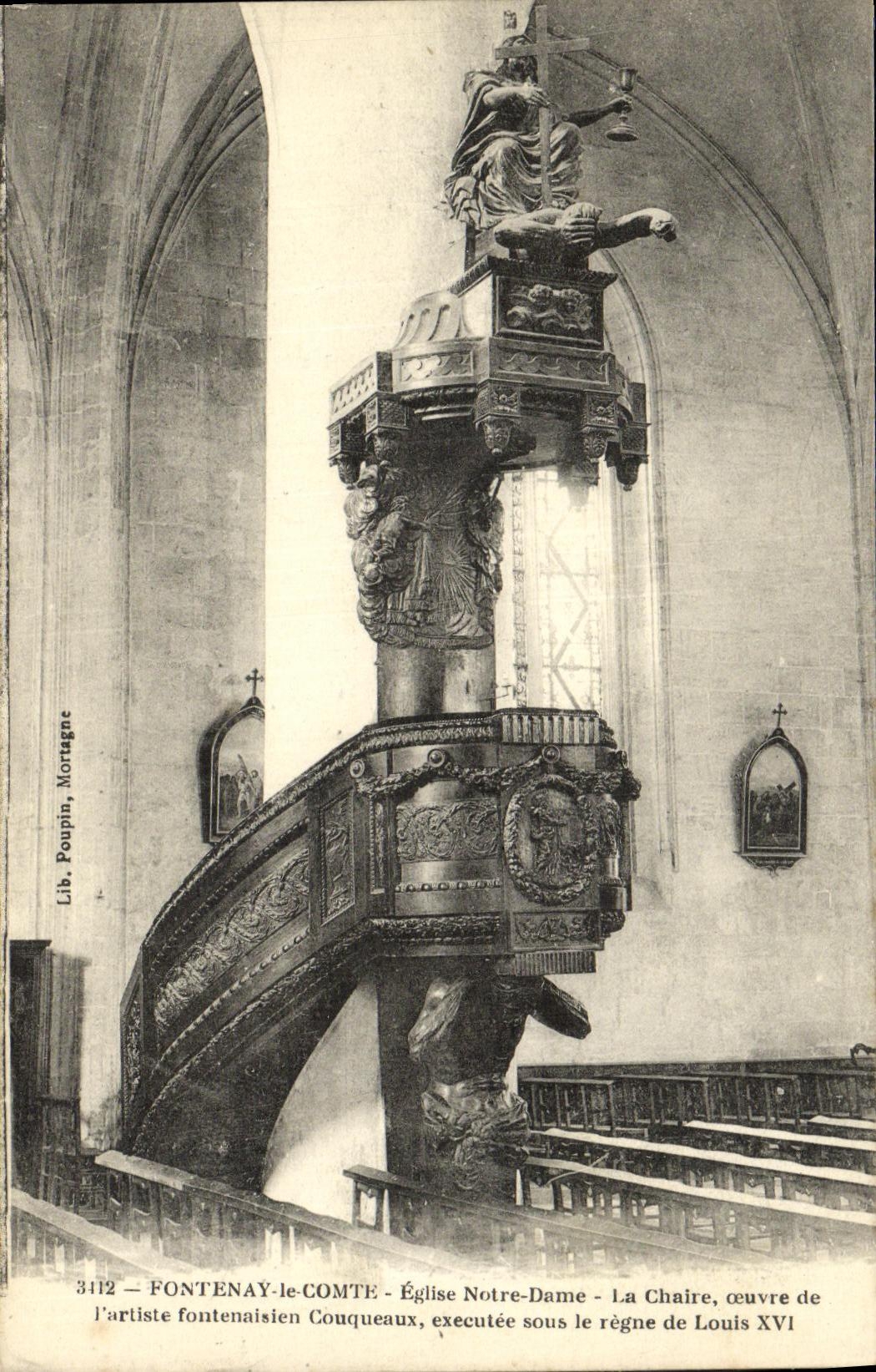 CPA Fontenay Le Comte Eglise Notre Dame La chaire