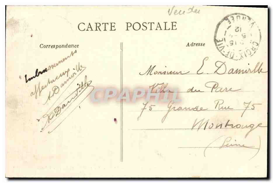 CPA St Gillis Croix De Vie Effet de vague pres des rochers de Pilours  — Verso