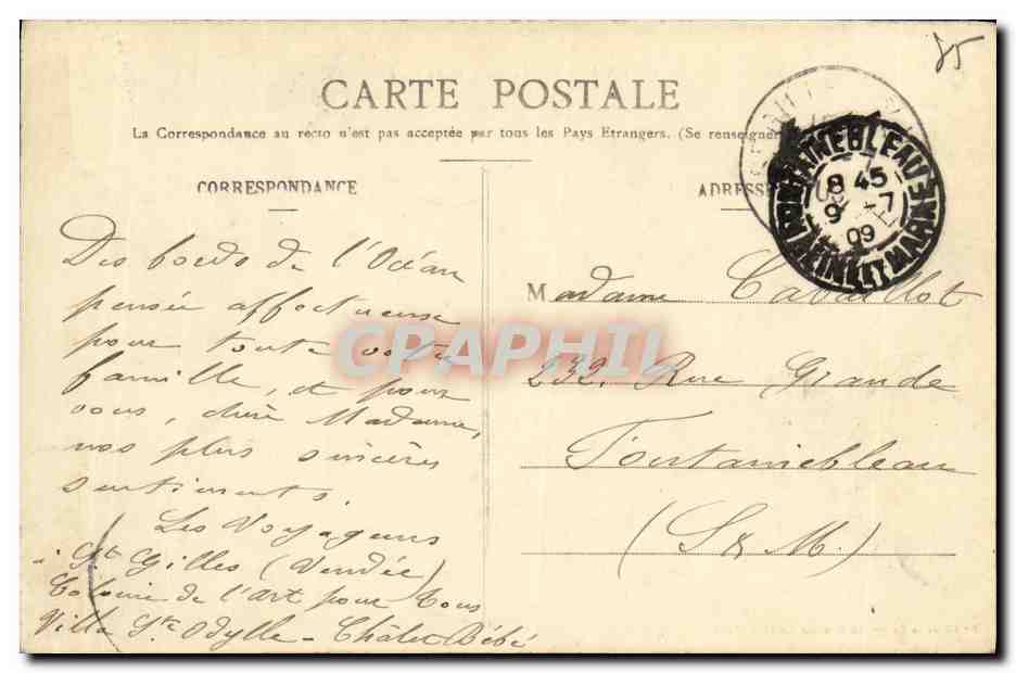 CPA Vie Croix De Vie Les rochers du Pare — Verso