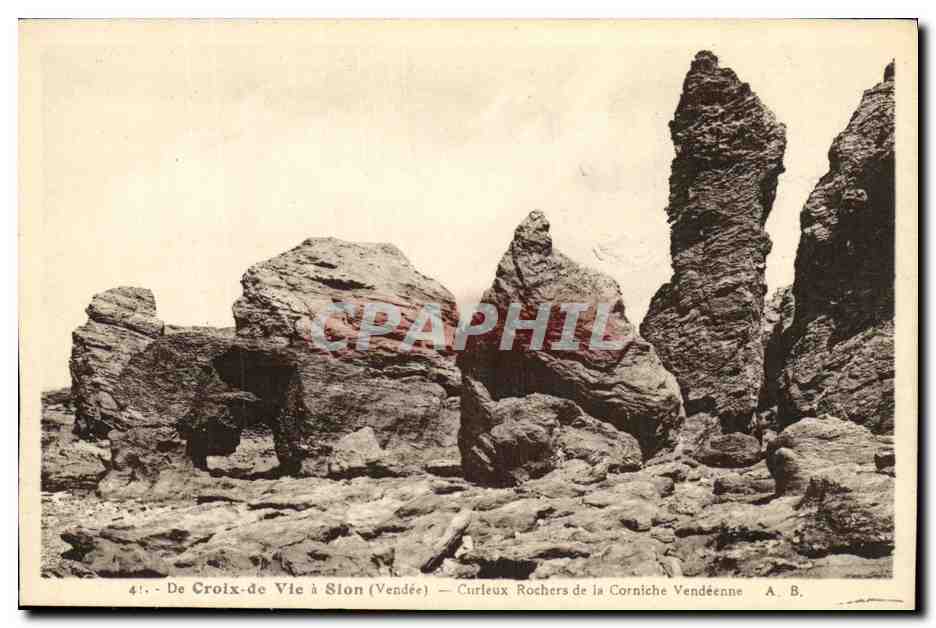 De Croix-de-Vie à Sion (Vendée) — Curieux Rochers de la Corniche Vendéenne — A. B.