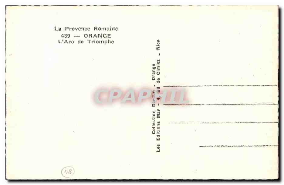 CPA Orange La Provence Romaine L Arc de Triomphe — Rückseite