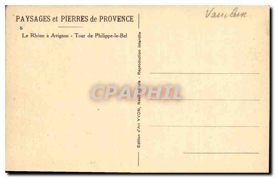 CPA Avignon Le Rhone Tour de Philippe le Bel — Verso