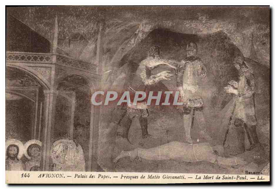 CPA Avignon Palais des Papes Fresques de Matio Giovanetti La mort de Saint Paul