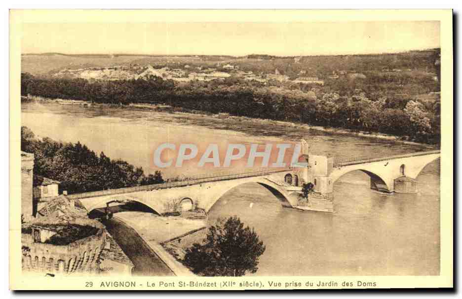 CPA Avignon Le Pont St Benezet Vue Prise du Jardin des Doms