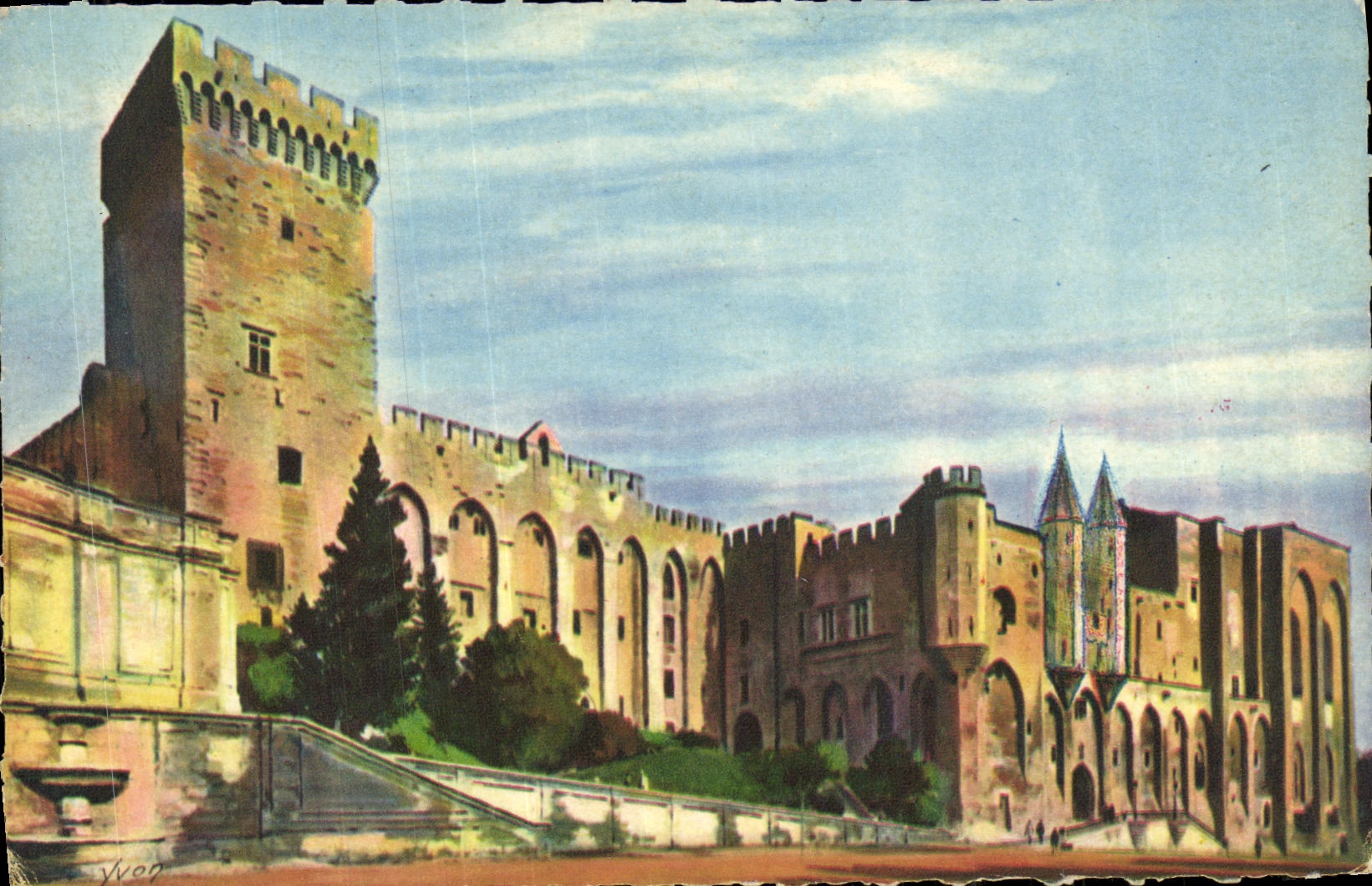 CPA Avignon Facade Principale du Palais des Papes