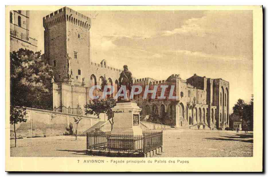 CPA Avignon Facade Principale du Palais des Papes 
