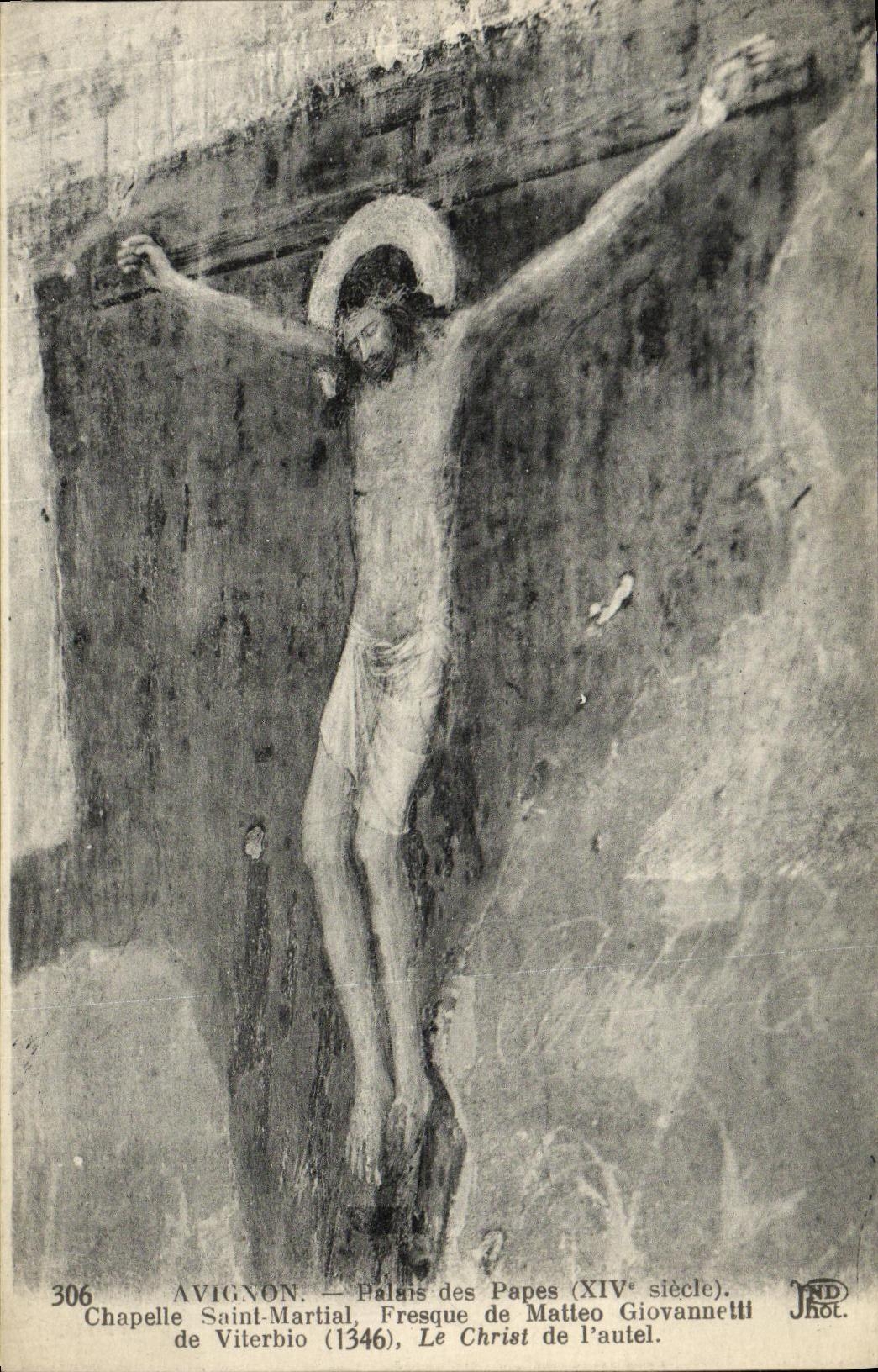 CPA Avignon Palais des Papes Chapelle Saint Martial Fresque de MAtteo Giovanelli de Viterbio Le Christ de l autel