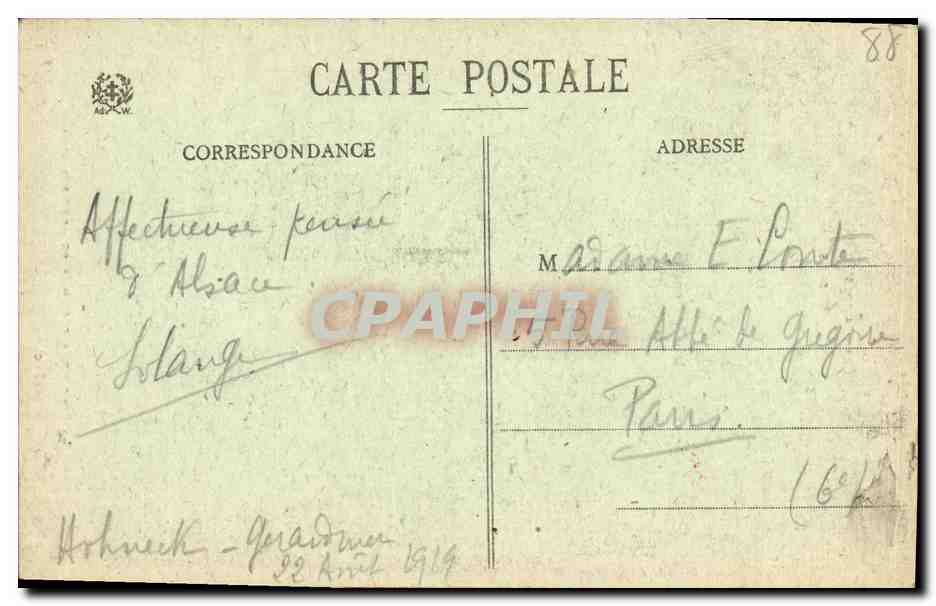 CPA Les Hautes Vosges La Vologne a la proximite du pont des fees — Rückseite