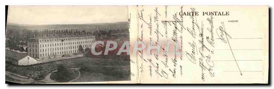 CARTE TRIPLE Rambervillers Vue Panoramique des casernes et de la gare — Rückseite