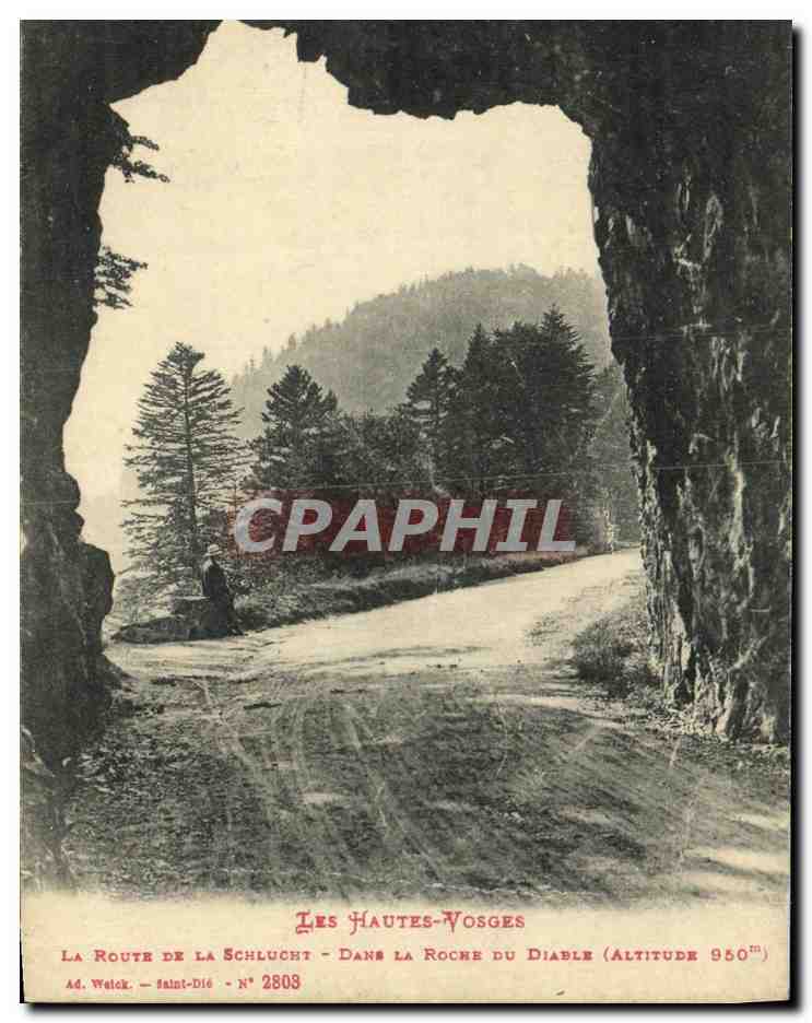 Les Hautes-Vosges — La Route de la Schlucht dans la Roche du Diable (Altitude 950m) — Ad. Walck - N° 2803