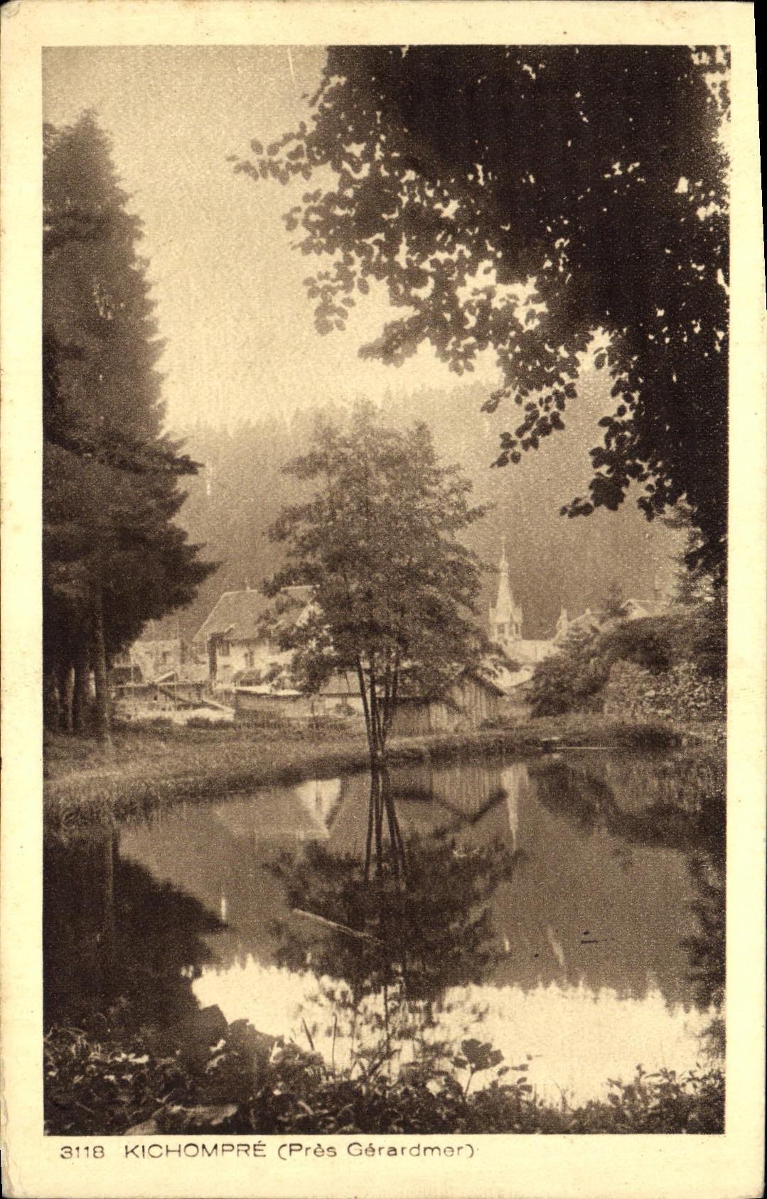 Kichompré (Nahe Gérardmer) — Ansicht des Dorfes und der Kirche — unbekannter Verlag, n° 3118