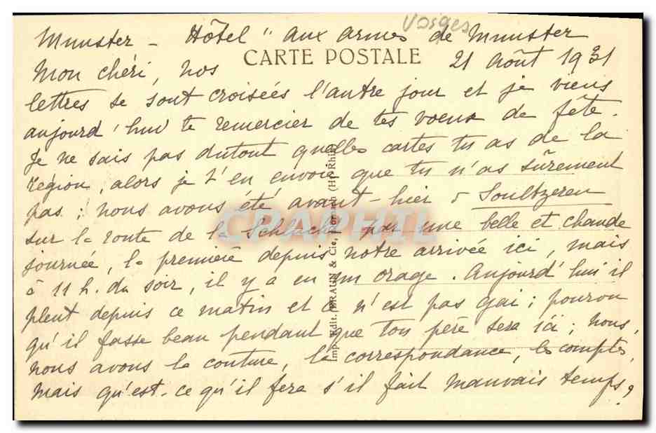 Les Hautes-Vosges — Le Rainkopf et le Rotabac avec ferme Firstmiss et refuge du Club-Vosgien — n° 2238 — Verso