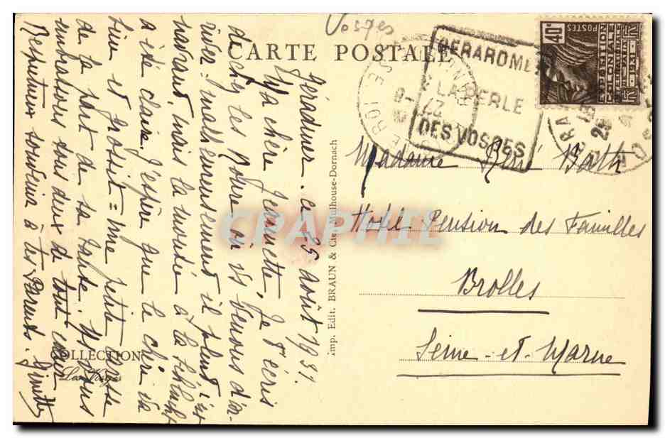 Saut des Ouvres — Le Pont d'Amour — imp. BRAUN & Cie, Dornach — Rückseite