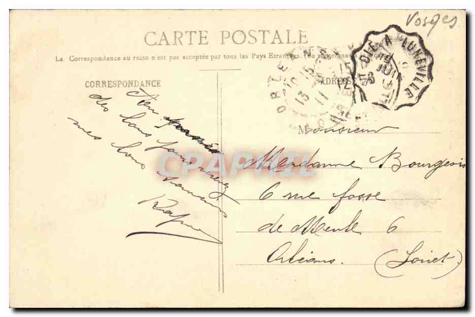 Les Hautes Vosges — Les Roches de la Chèvre — Borne frontière au sommet — imp. A. Weilck, Saint-Dié (Département) N° 7198 — Reverso