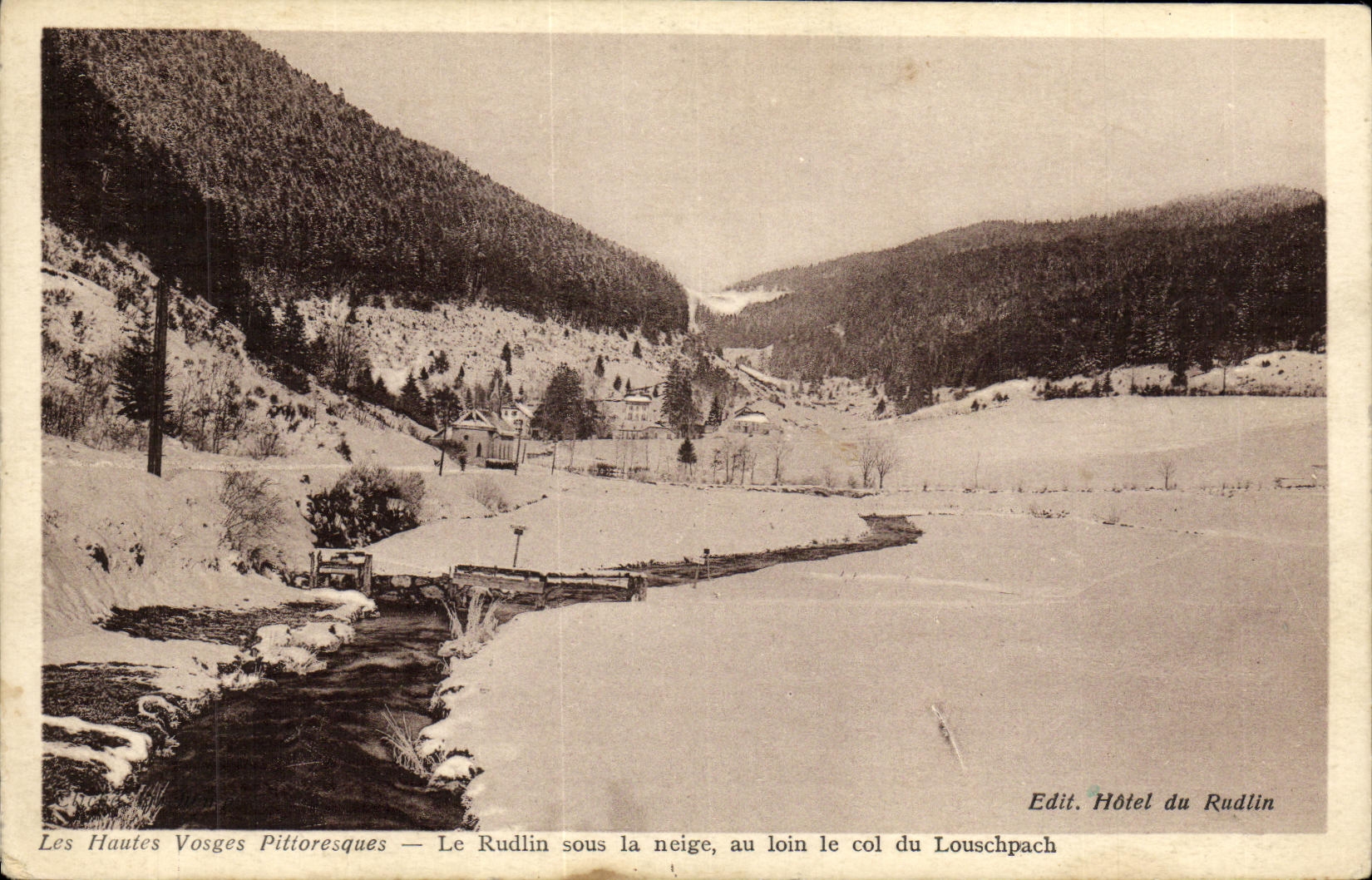 Les Hautes Vosges Pittoresques — Le Rudlin sous la neige, au loin le col du Louschpach — Edit. Hôtel du Rudlin