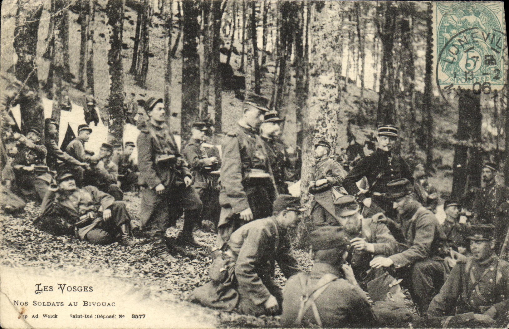 CPA Les Vosges Nos soldats au bivouac Miliaria