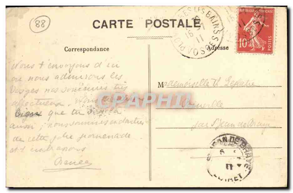 CPA Le Val D Ajol du Grand Hotel De la Dorothee — Rückseite