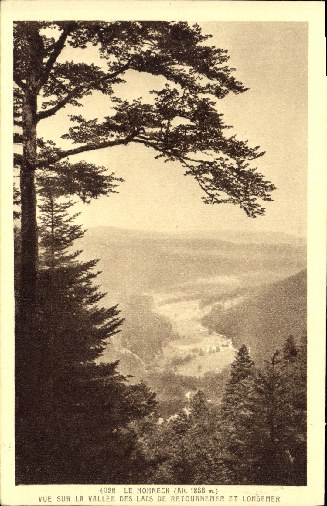 Vue sur la vallée des lacs de Retournemer et Longemer — Le Hohneck (Alt. 1866 m.) — Édition Henri Litaize, Hôtel Belvédère, Le Hohneck