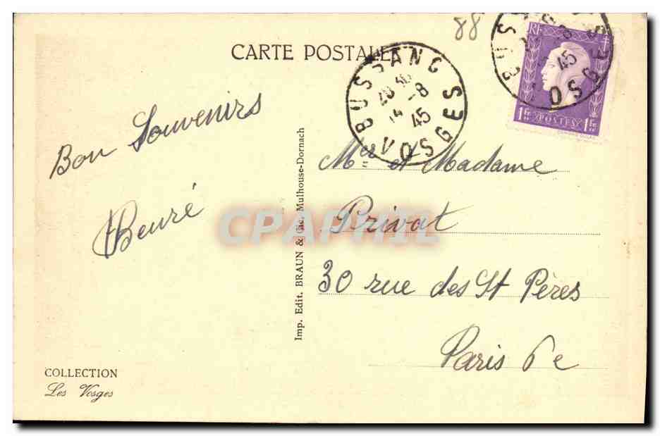 CPA Bussang Vallee De La Moselle Entre St Maurice Et Bussang — Rückseite