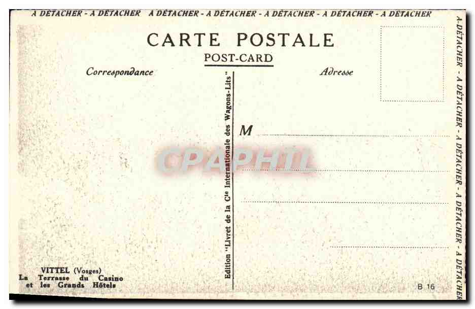 CPA Vittel La Terrasse Du Casino et Les Grands Hotels — Rückseite