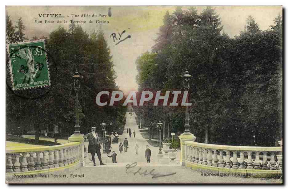CPA Vittel Une Allee Du Parc Vue Prise de la Terrasse du Casino 