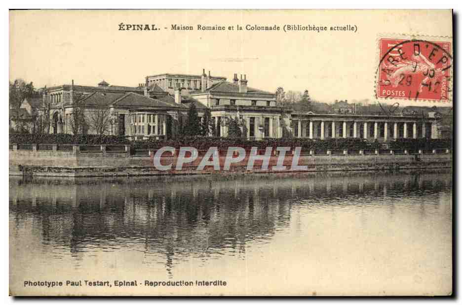 CPA Epinal Maison Romaine et La Colonnade Bibliotheque actuelle