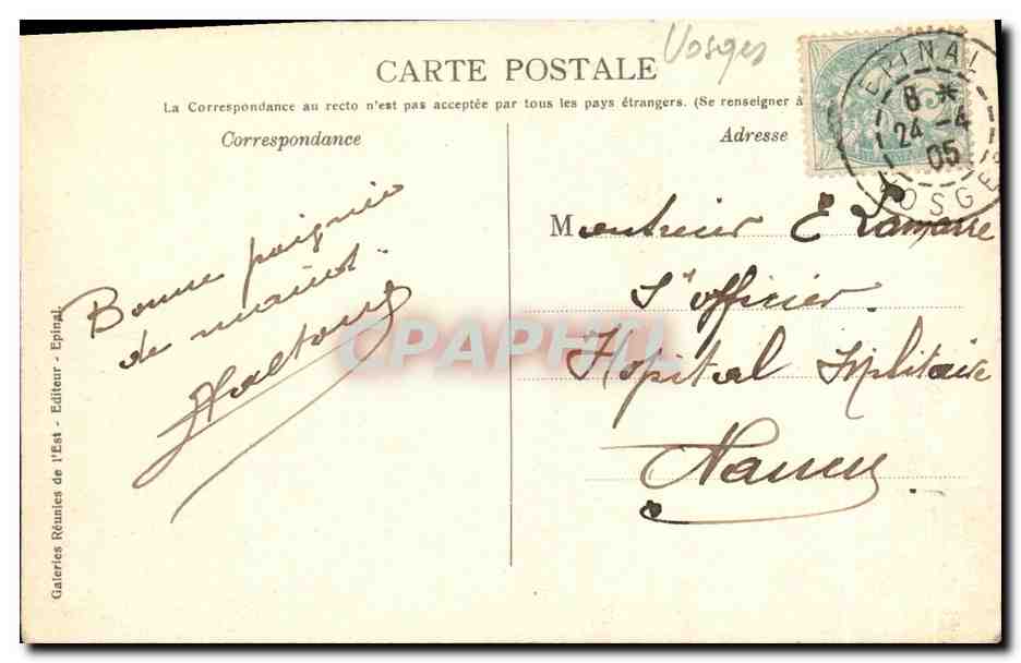 CPA Epinal Tour carree de l Eglise  — Rückseite