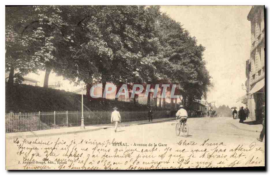 CPA Epinal Avenue de la Gare Velo