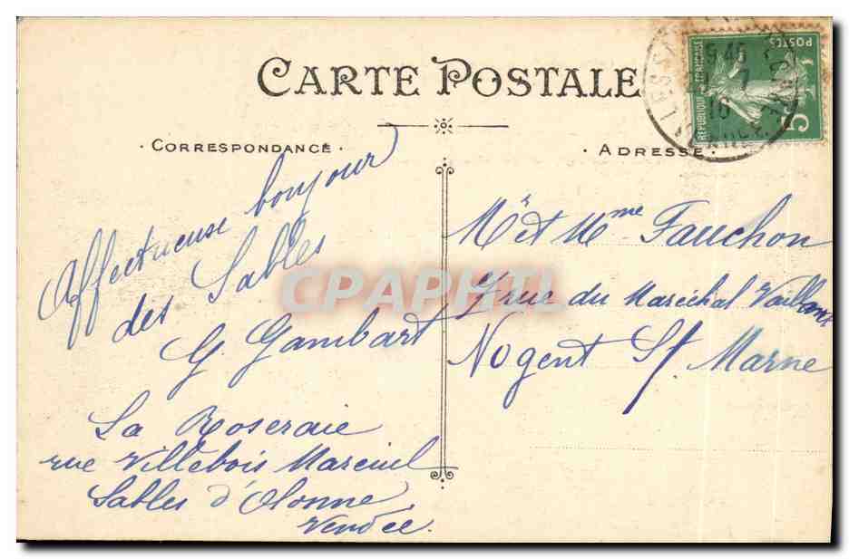 Les Sables-d'Olonne — La Tour d'Arundel — Artaud et Nozais, Nantes — Rückseite