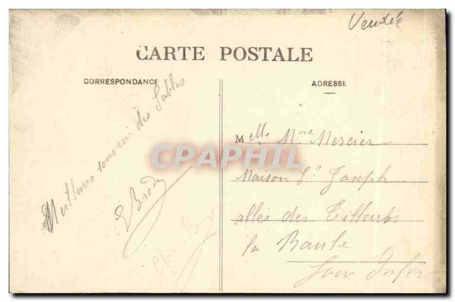 CPA Les Sables D Olonne Place de L Eglise Les Trois Portes  — Back