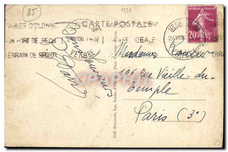 CPA Les Sables D Olonne Une Petite Sablaise Enfant Folklore Coiffe — Back