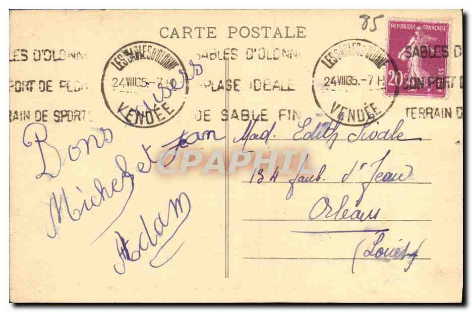 Les Sables-d'Olonne — Les Rochers sur la Côte du Puits d'Enfer — Édition des Nouveaux Galeries, n°81 — Reverso