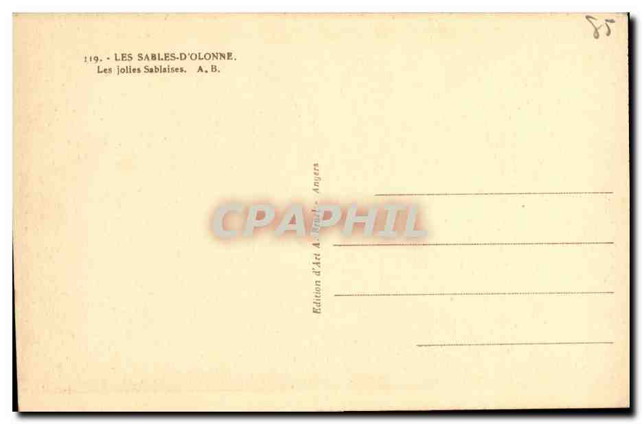 Les jolies Sablaises — Les Sables-d'Olonne — Édition d'Art A. B. Angers — Rückseite