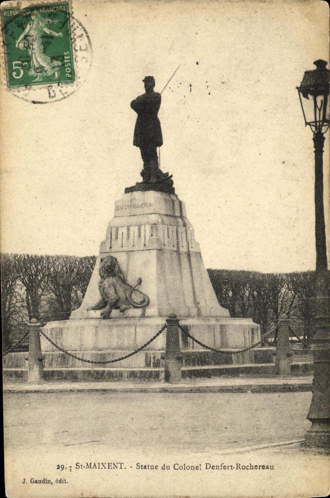 St-Maixent - Statue du Colonel Denfert-Rochereau — J. Gaudin, édit. n°29