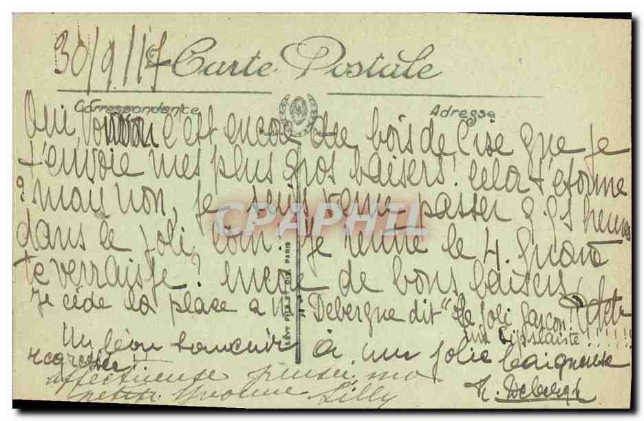 CPA Bois De Cise La Coupee de La Falaise — Back