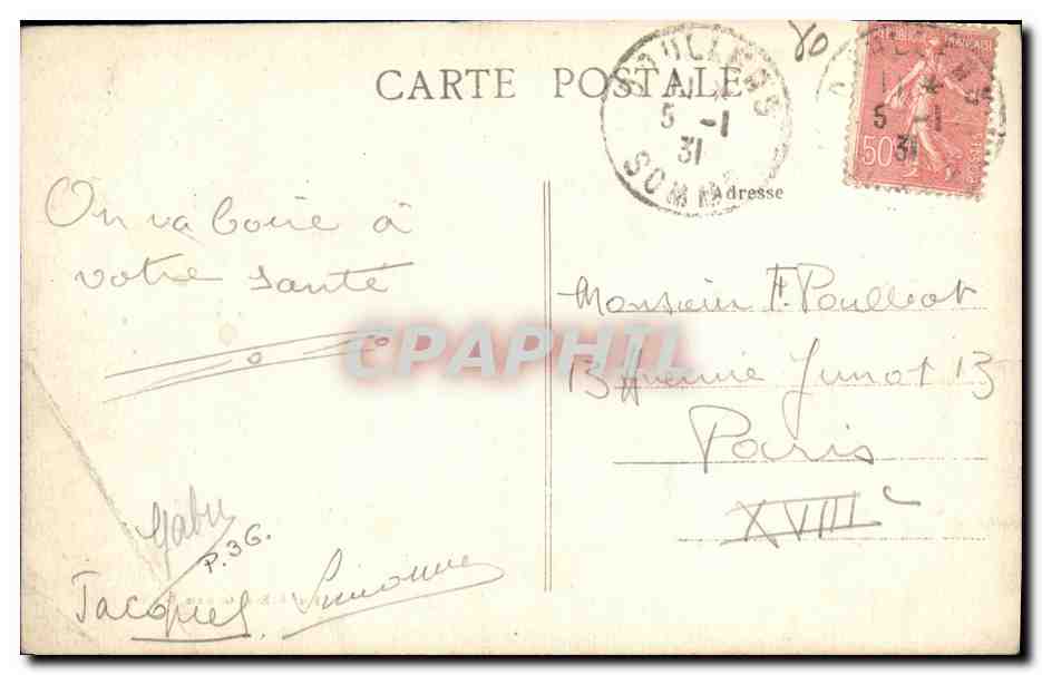 CPA Doullens Le Monument Aux Morts Militaria — Back