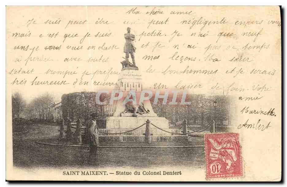 CPA Saint Maixent Statue du Colonel Denfert Lion