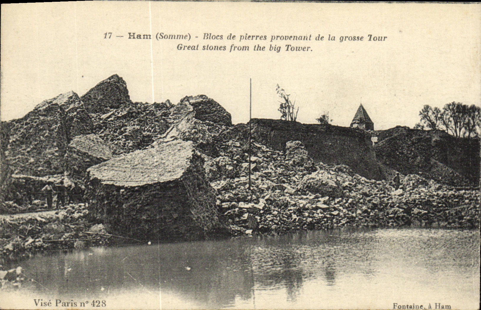 CPA Ham Blocs de Pierres Provenant de la Grosse Tour 