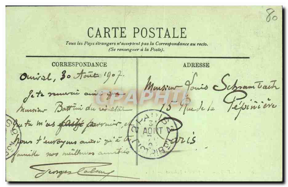 CPA Onival Au Pied des Falaises  — Back