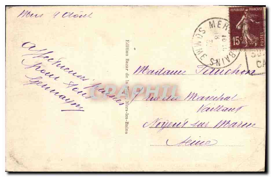 CPA Mers les Bains Hotel du Casino Hotel Majestic et la Rue Buzeaux  — Verso