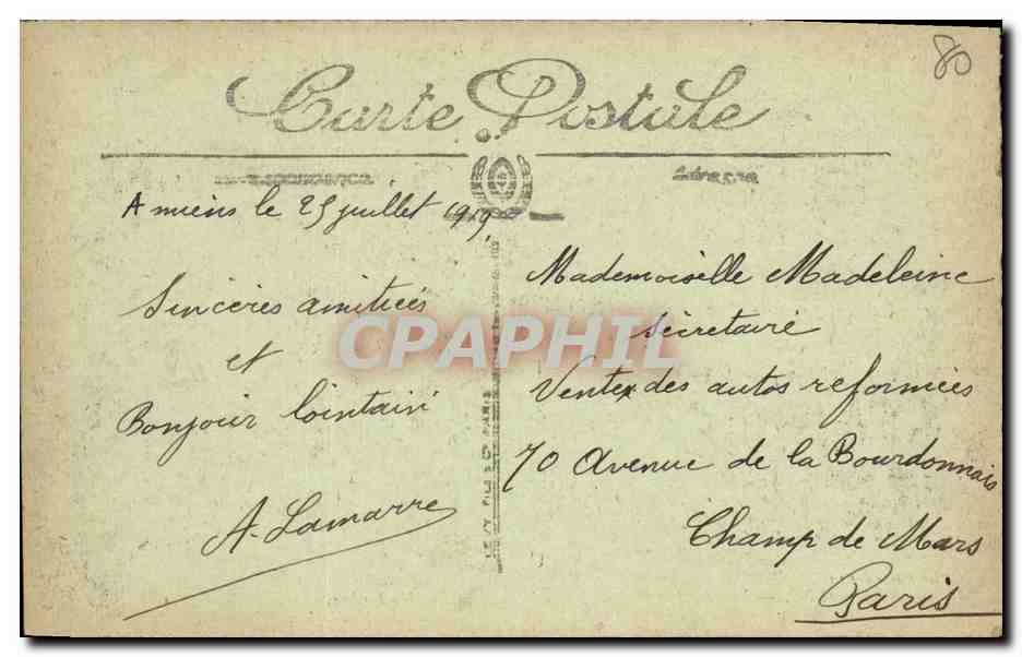 CPA Amiens Rue des Jacobins Ensemble des maisons bombardees Militaria  — Back