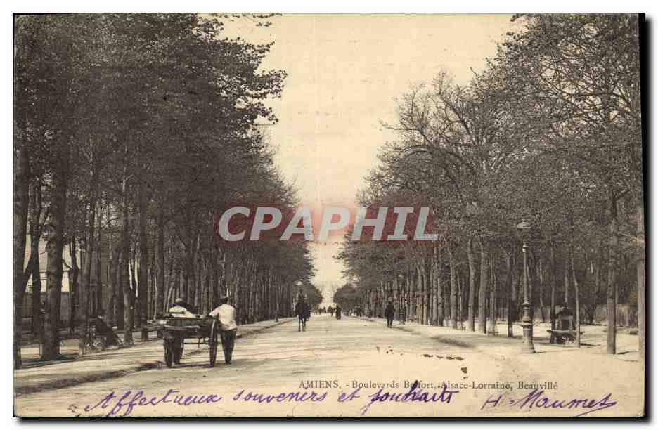 CPA Amiens Boulevards Beffort Alsace Lorraine Beauville 