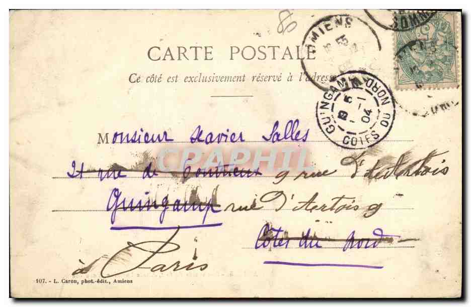 CPA Amiens Boulevards Beffort Alsace Lorraine Beauville  — Rückseite