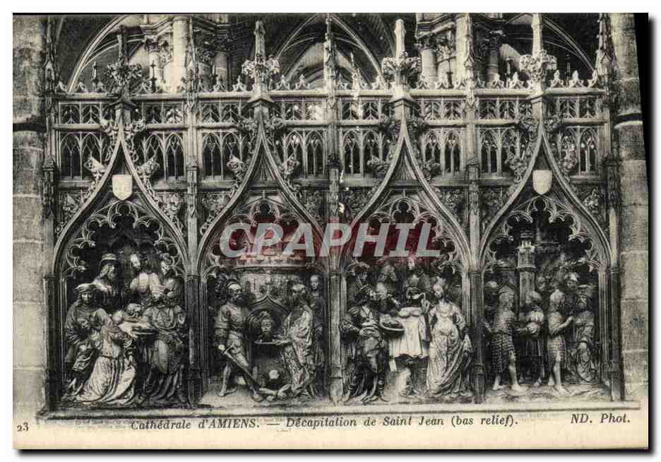 CPA Cathedrale d Amiens Decapitation de Saint Jean bas relief