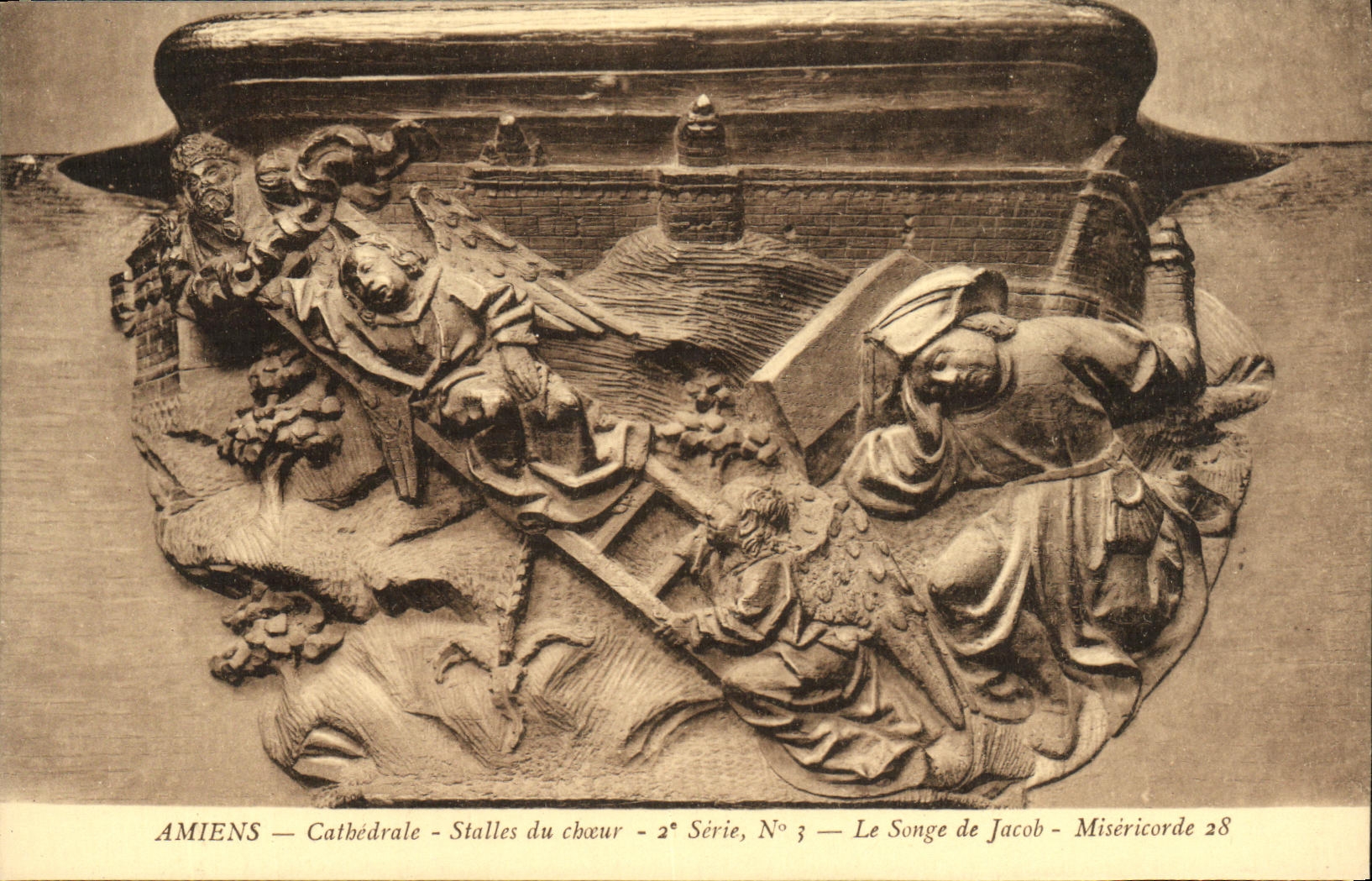 CPA Amiens Cathedrale Stalles du Choeur Le songe de Jacob 